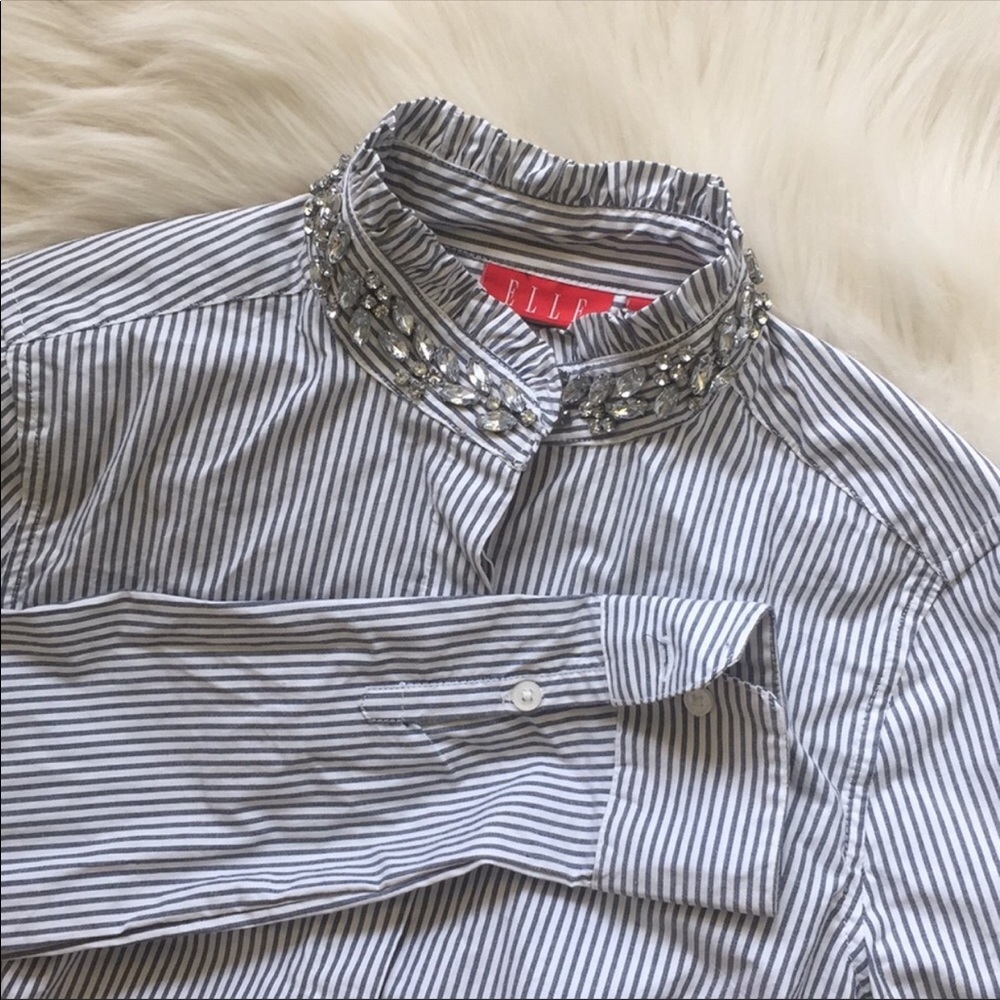 Jeweled Collar Button Down Shirt